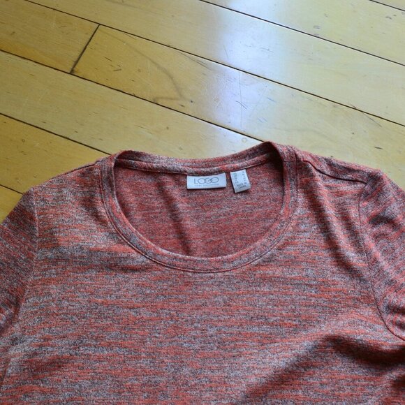 LOGO Lori Goldstein Space Dye Sweater Knit Top with Tier Red US S - Picture 3 of 12